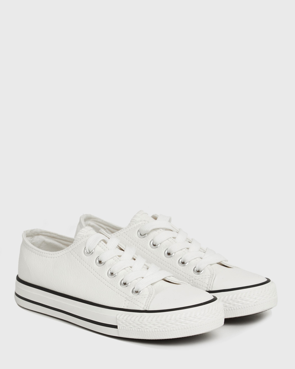 Dunnes Stores | White Girls PU Toe Cap Shoes