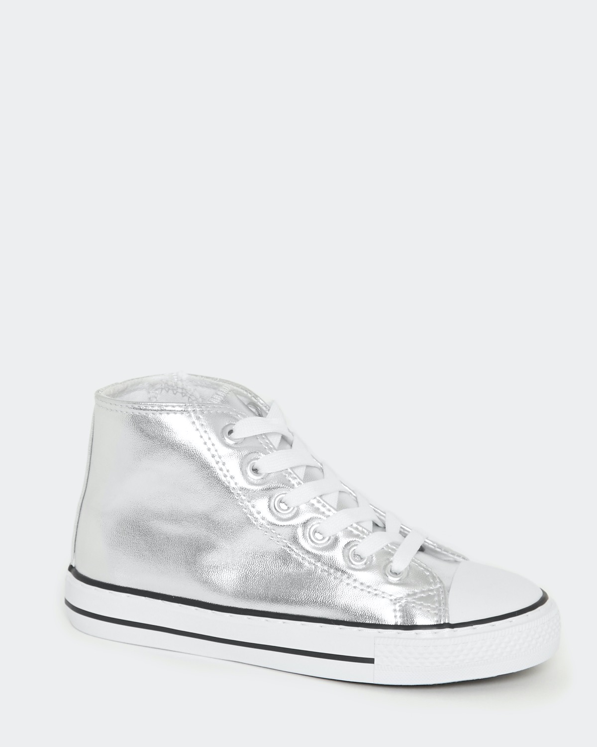girls silver high top sneakers