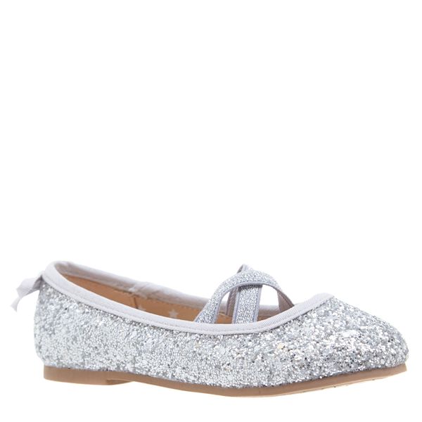 Dunnes Stores | Silver Elastic Strap Ballerina Shoes
