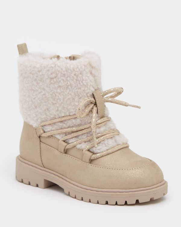 Dunnes Stores | Beige Borg Hiking Boots (Size 8-2)