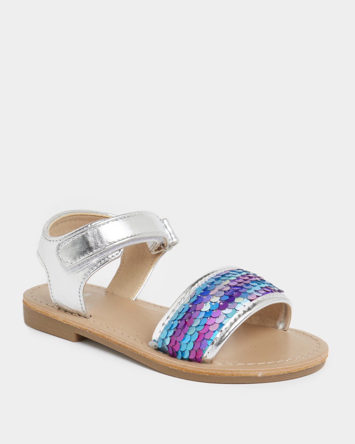 Dunnes Stores | Silver Girls Reverse Sequin Sandal (Size 8-2)