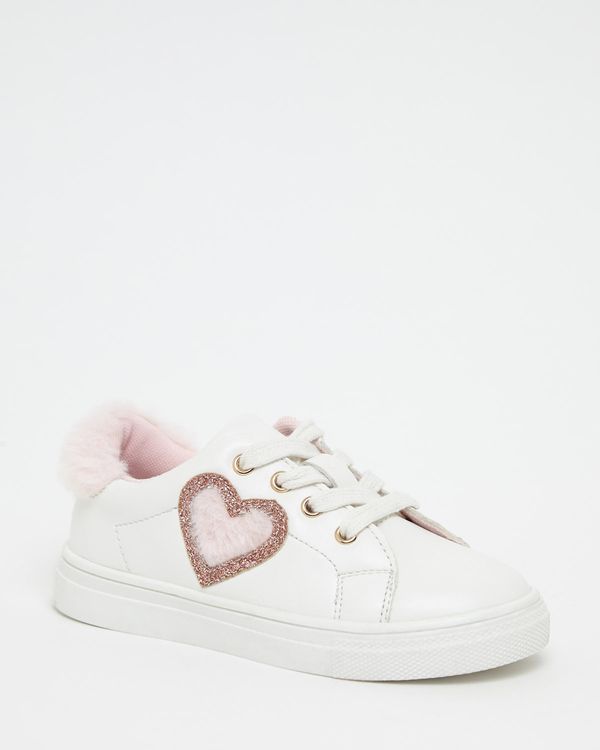Younger Girls Faux Fur Heart Shoes