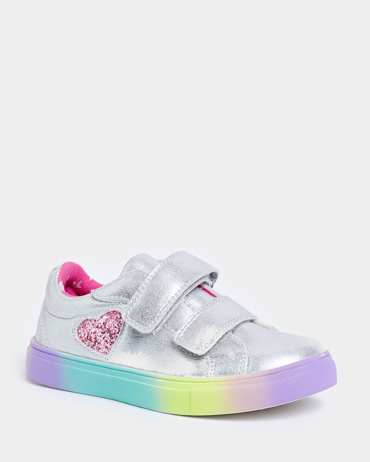 Silver Younger Girls Rainbow Sole Shoes