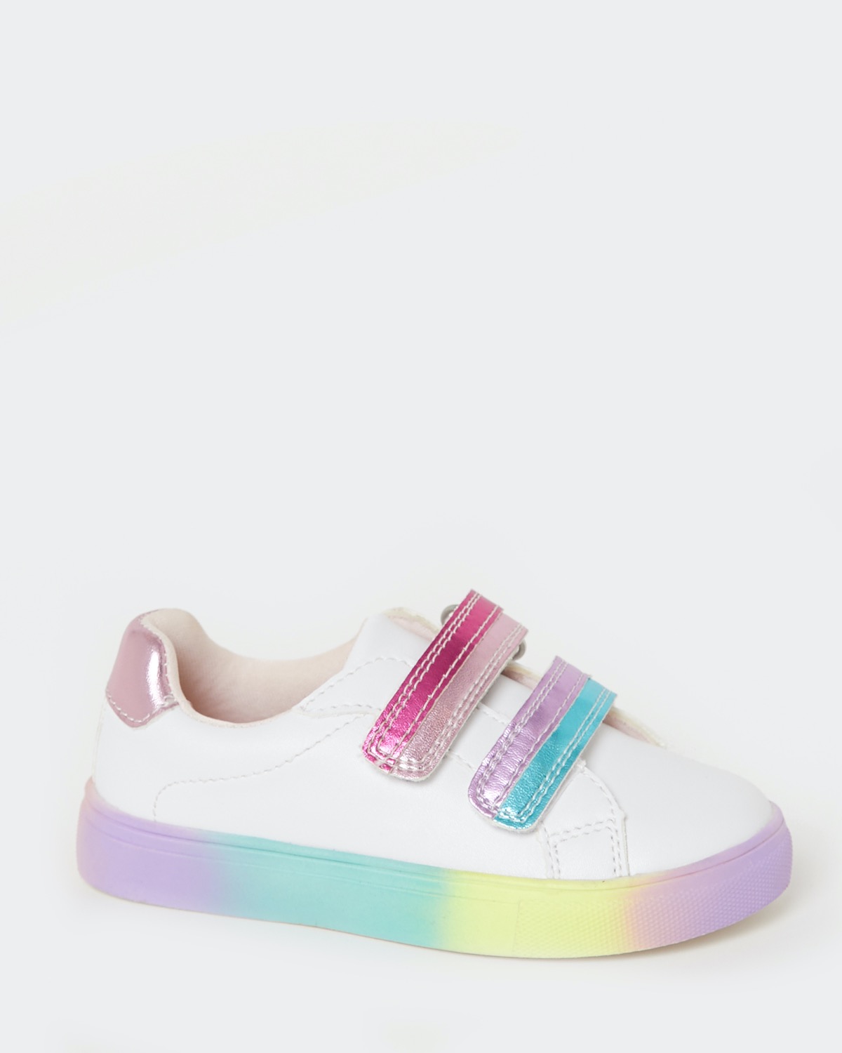 White Baby Girls Rainbow Sole Shoes