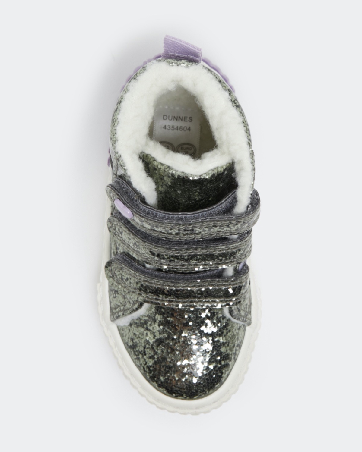 Dunnes Stores  Silver Glitter High Top Trainers (4 Infant-10)