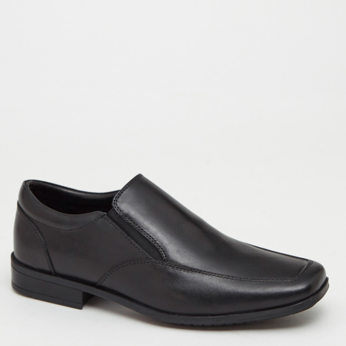Black Back To School Leather Slip On Shoes