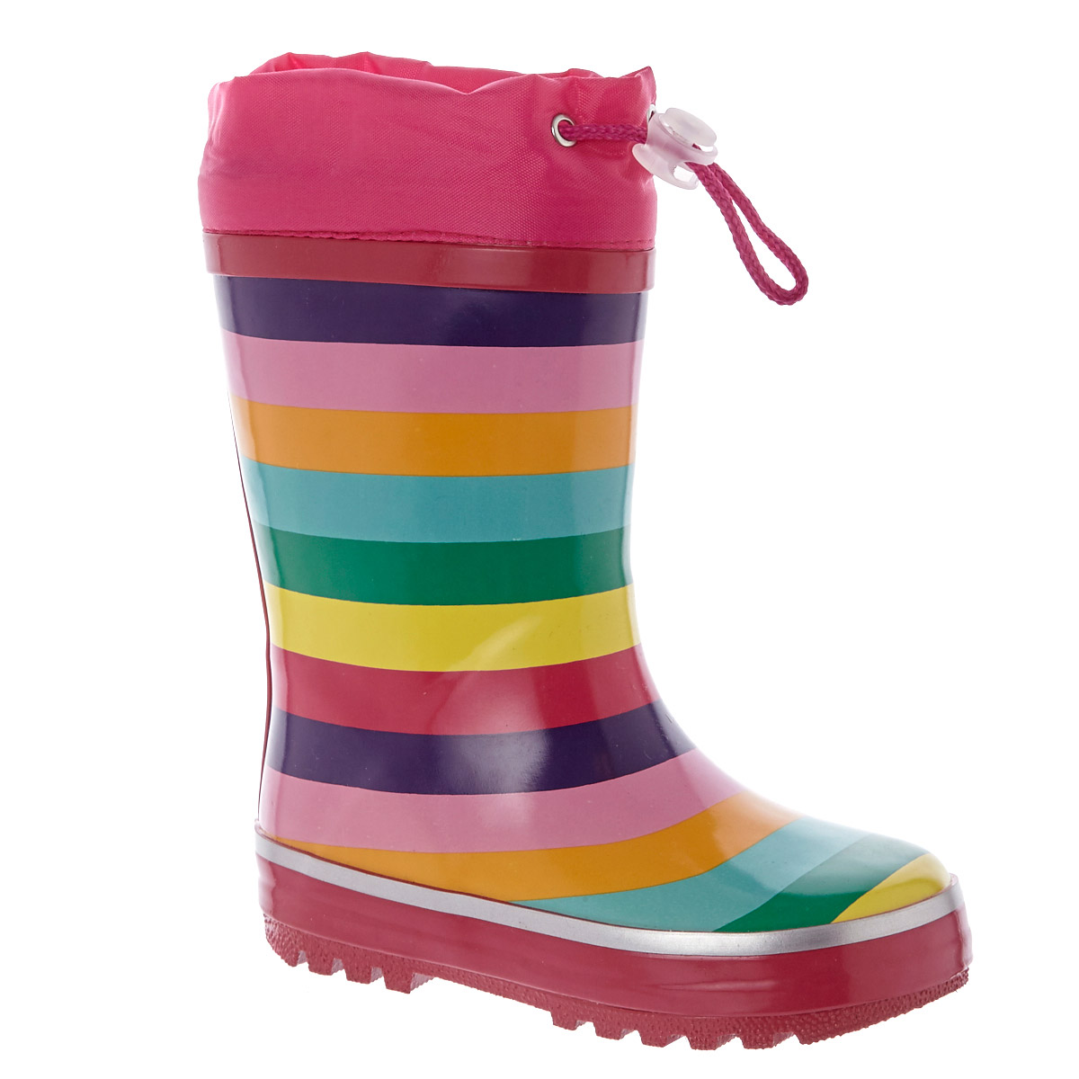Pink Girls Nylon Top Faux Fur Lined Wellies