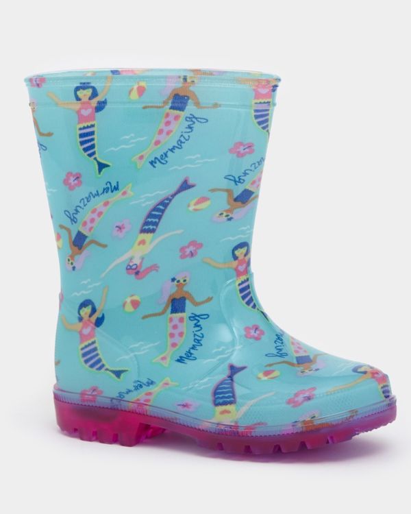 Dunnes Stores | Turquoise Girls' Light Up Wellie (Size 4 Infant-2)