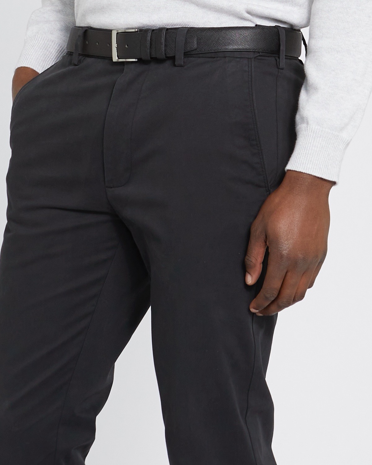 Men's Smart Stretch Chino in Black - Woodies Clothing