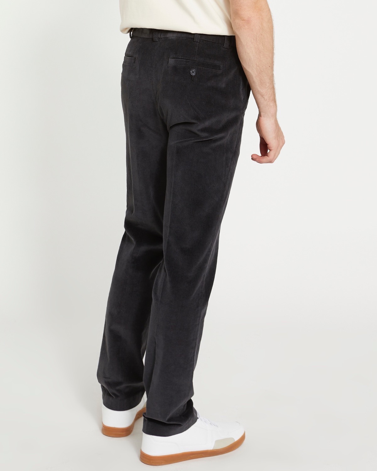Dunnes Stores  Charcoal Regular Fit Stretch Corduroy Trousers