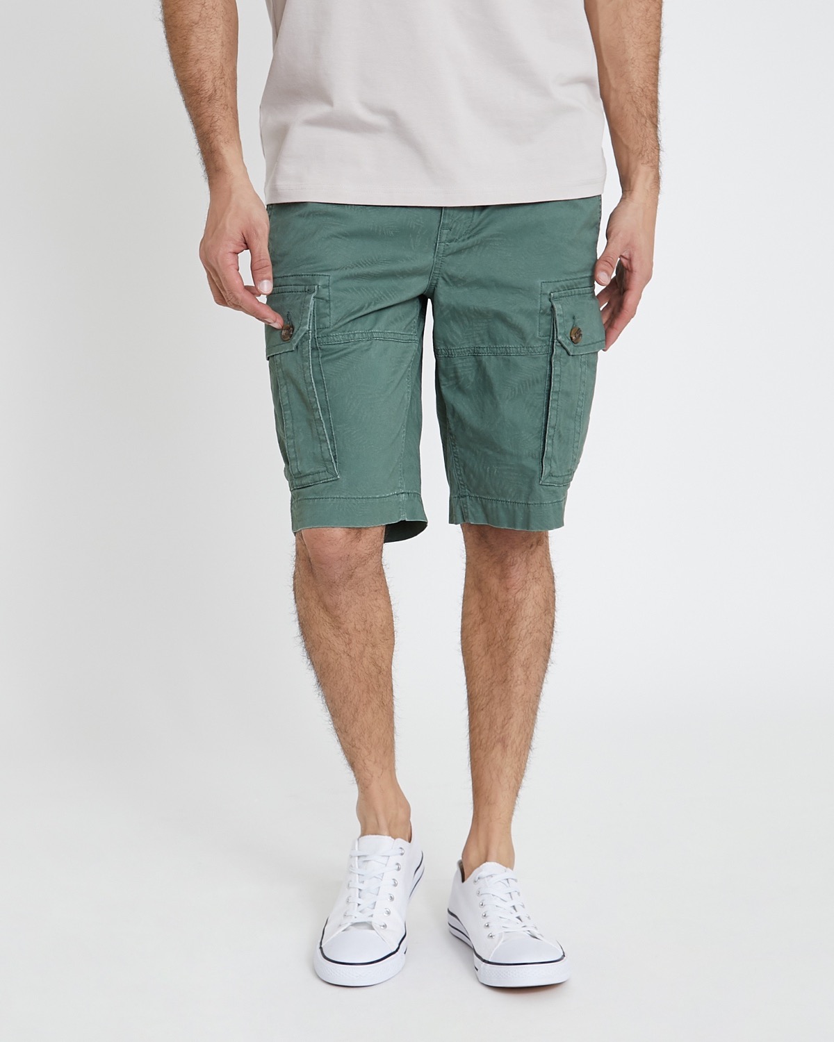 Dunnes Stores | Green Printed Stretch Cargo Shorts