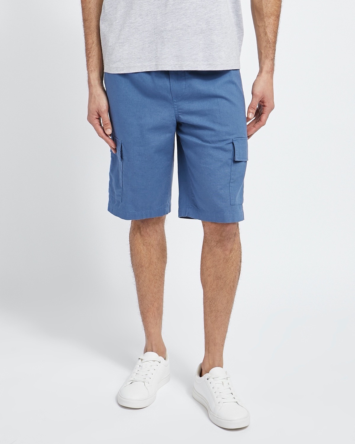 Dunnes Stores | Navy Regular Fit Linen Cargo Shorts