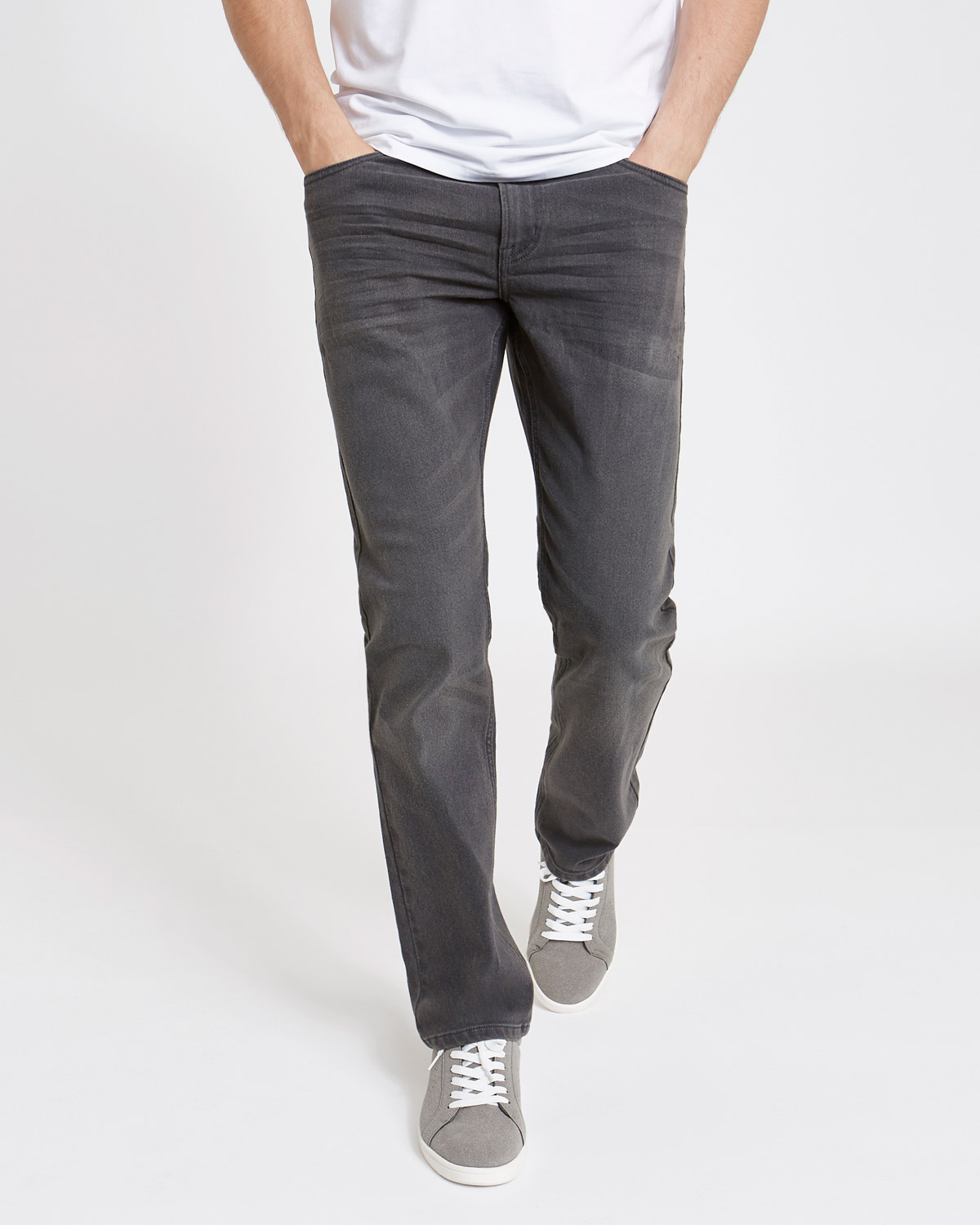 Dunnes Stores | Grey Straight Fit Stretch Denim Jeans