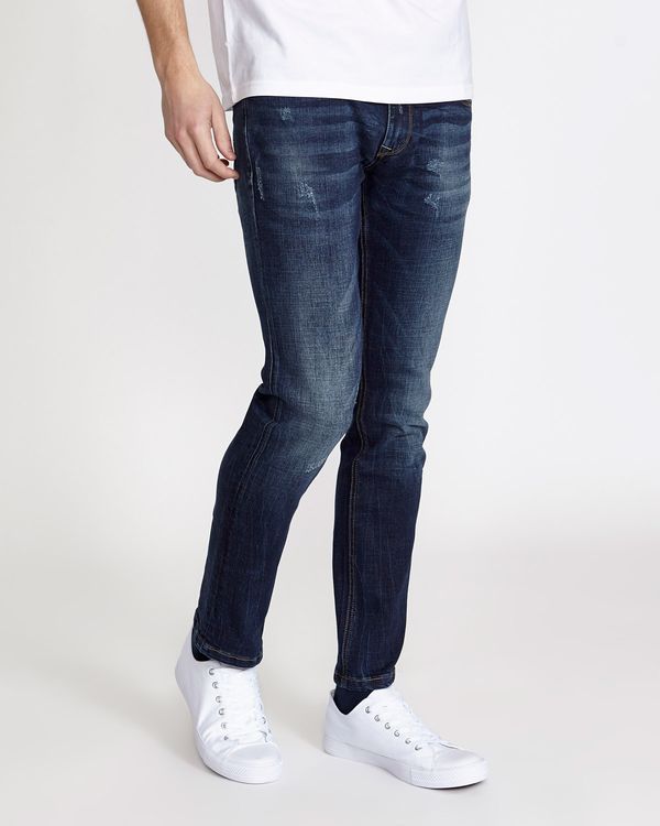 Dunnes Stores | Dark-wash Slim Fit Belt Denim Jeans With Stretch