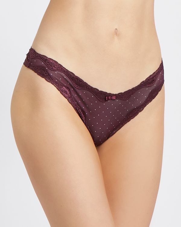 Microfibre Lace Thongs - Pack Of 3