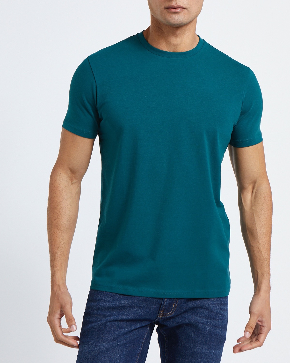 Dunnes Stores | Green Slim Fit Crew Neck Stretch T-Shirt