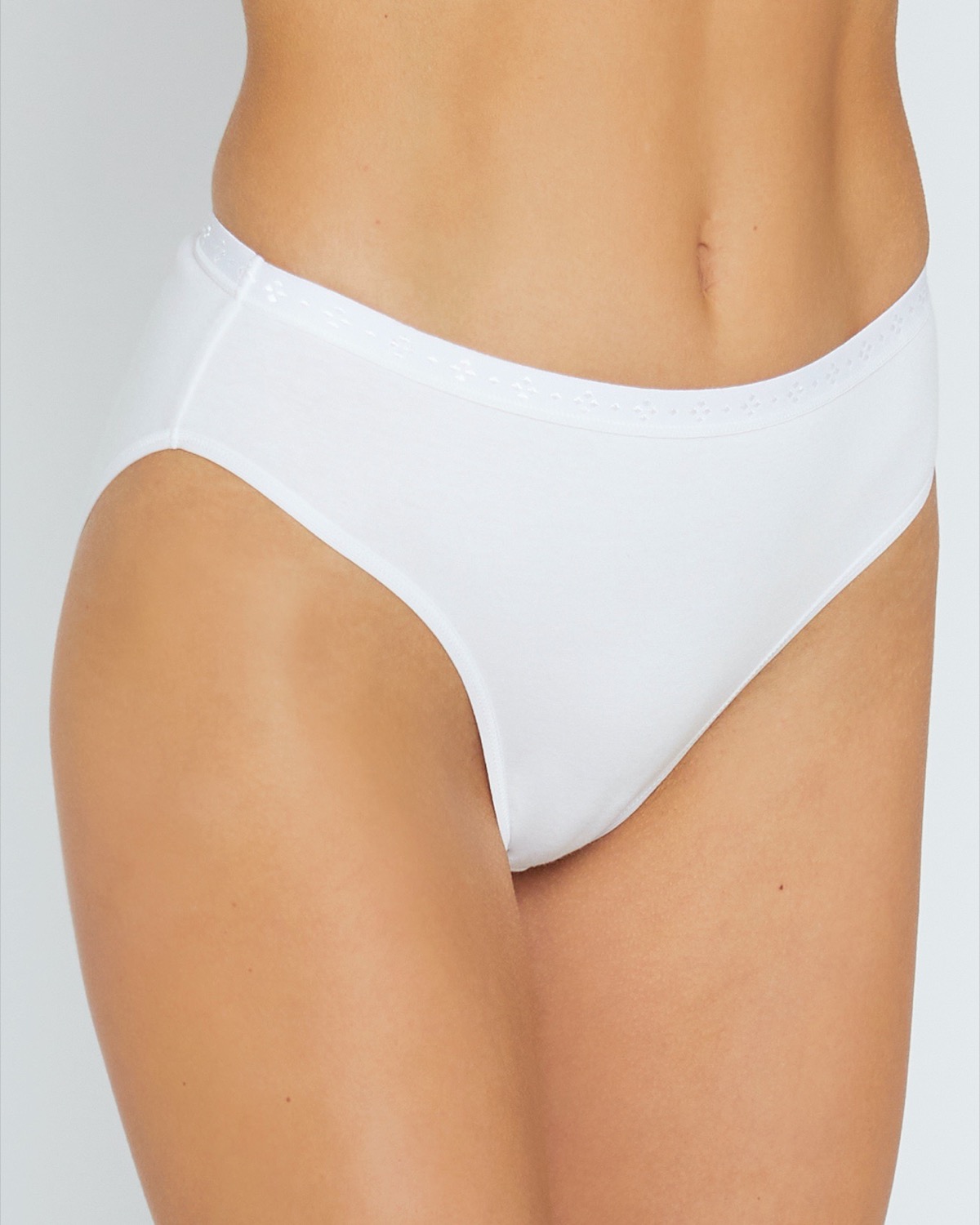 4 Pack White High Leg Knickers