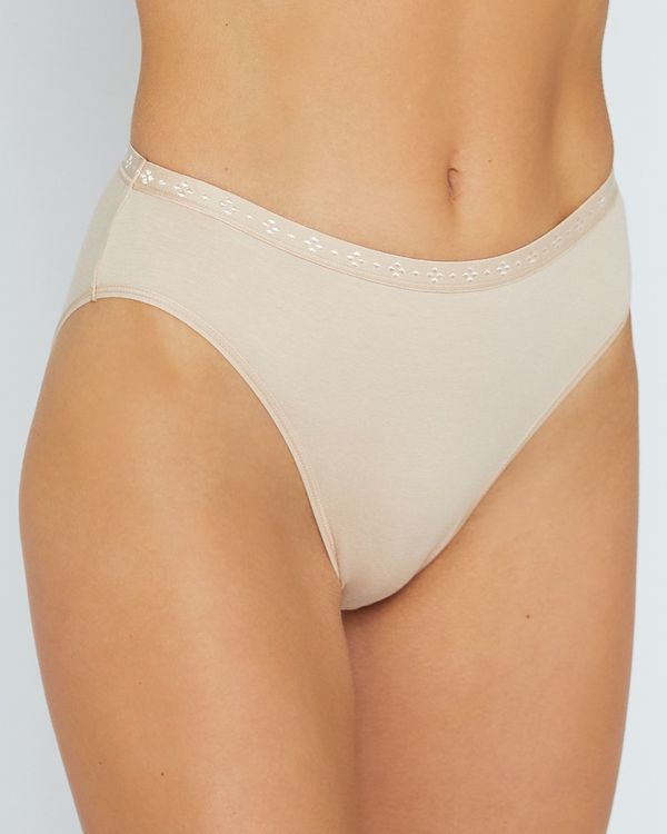 Cotton Rich High Leg Knickers - Pack Of 3