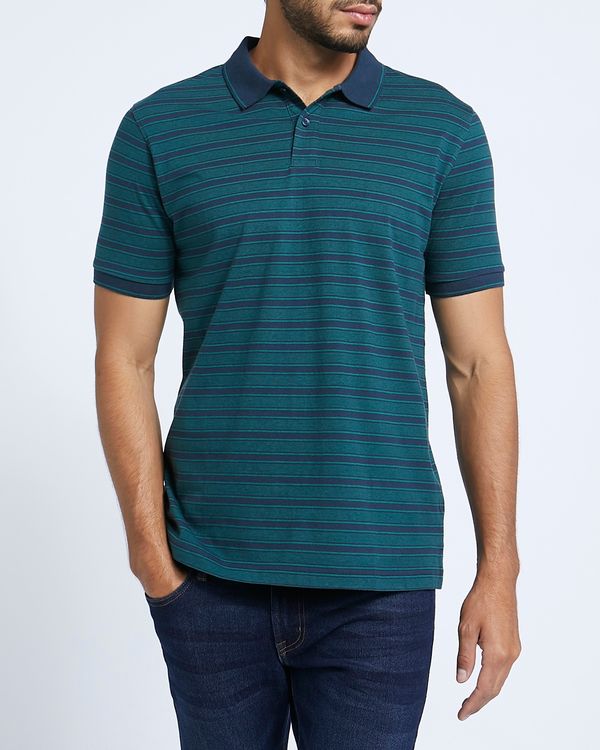 Dunnes Stores | Dark-green Regular Fit Striped Polo