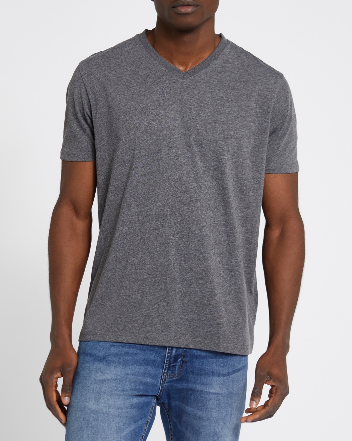 Dunnes Stores | Char-marl Regular Fit V-Neck T-Shirt