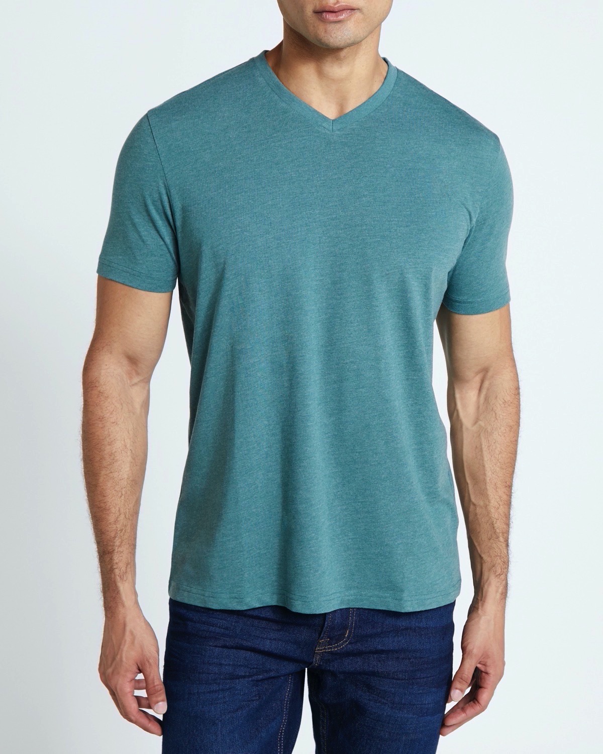 Dunnes Stores | Green-marl Regular Fit Mens V-Neck T-Shirt