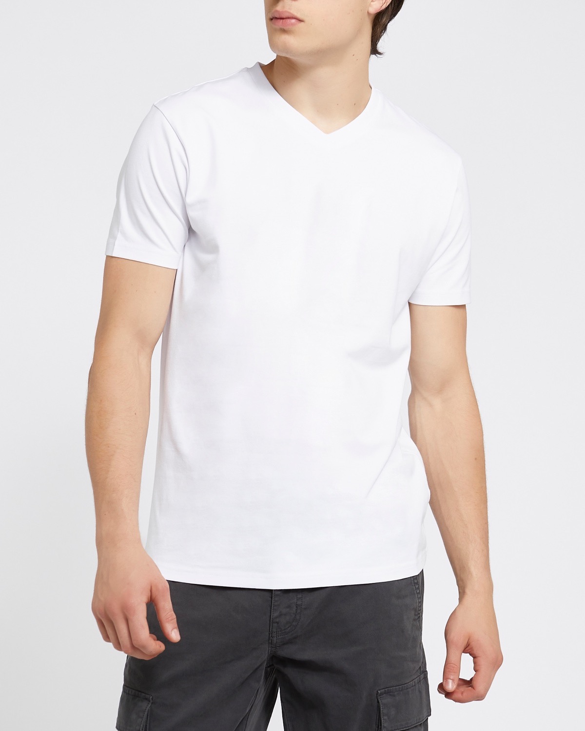 Dunnes Stores | White Slim Fit V-Neck T-Shirt