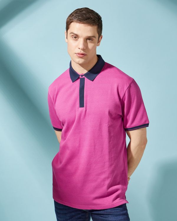Regular Fit Textured Polo Top