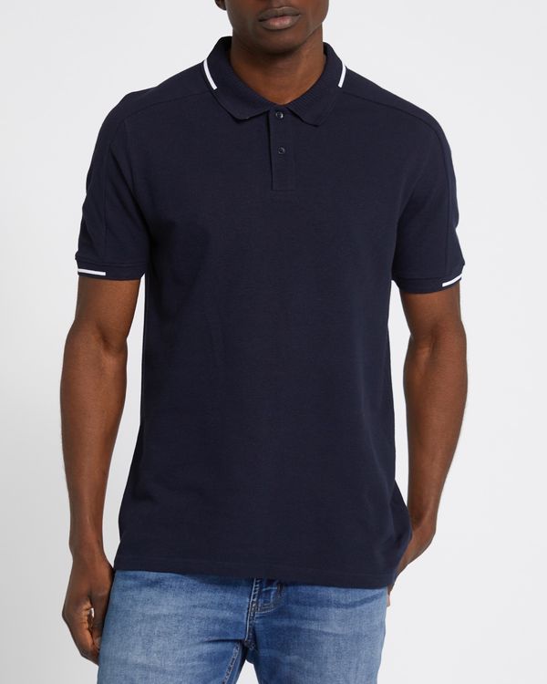 Dunnes Stores | Navy Slim Fit Tipped Collar Polo Shirt