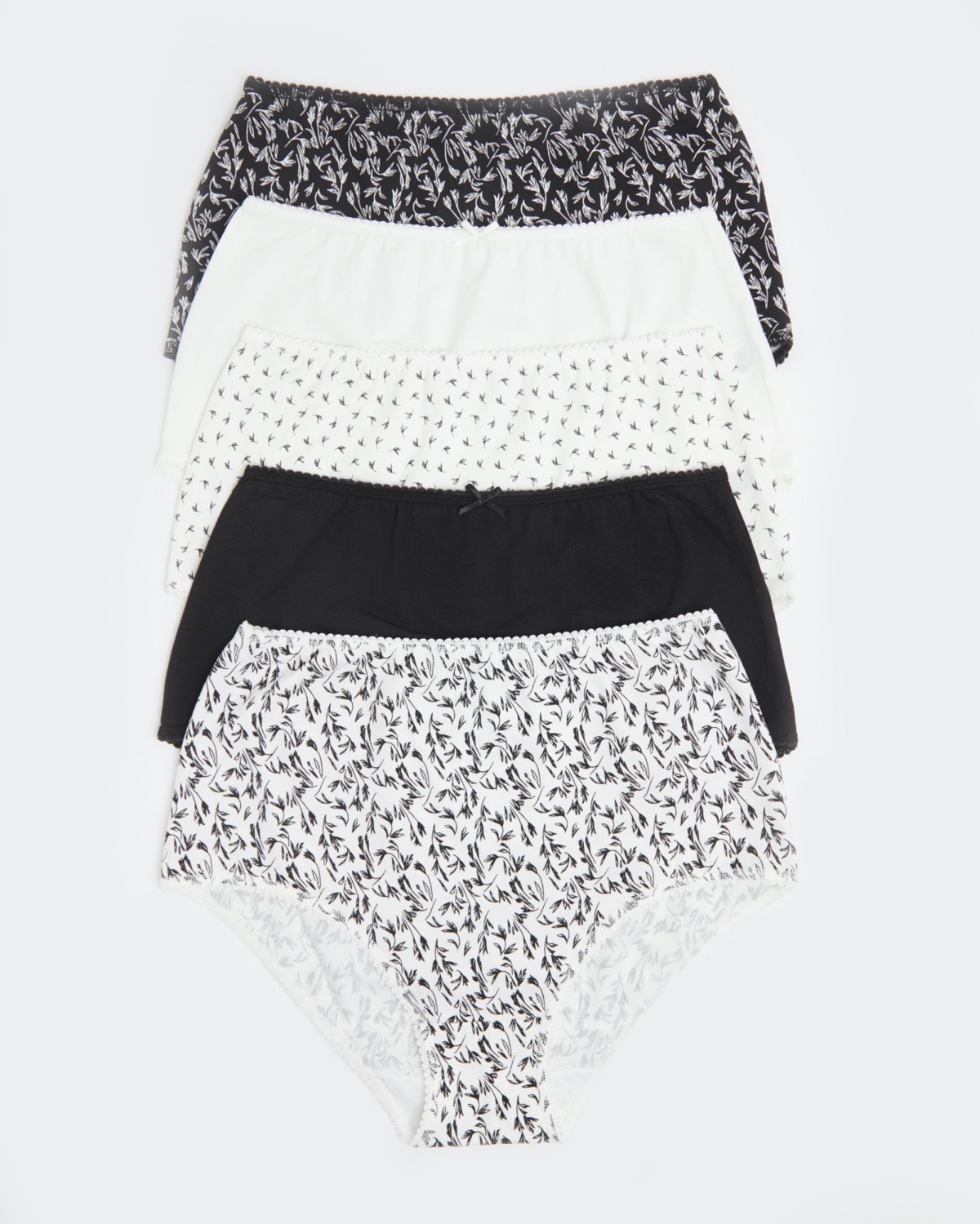 5 Pack Monochrome Print Full Knickers
