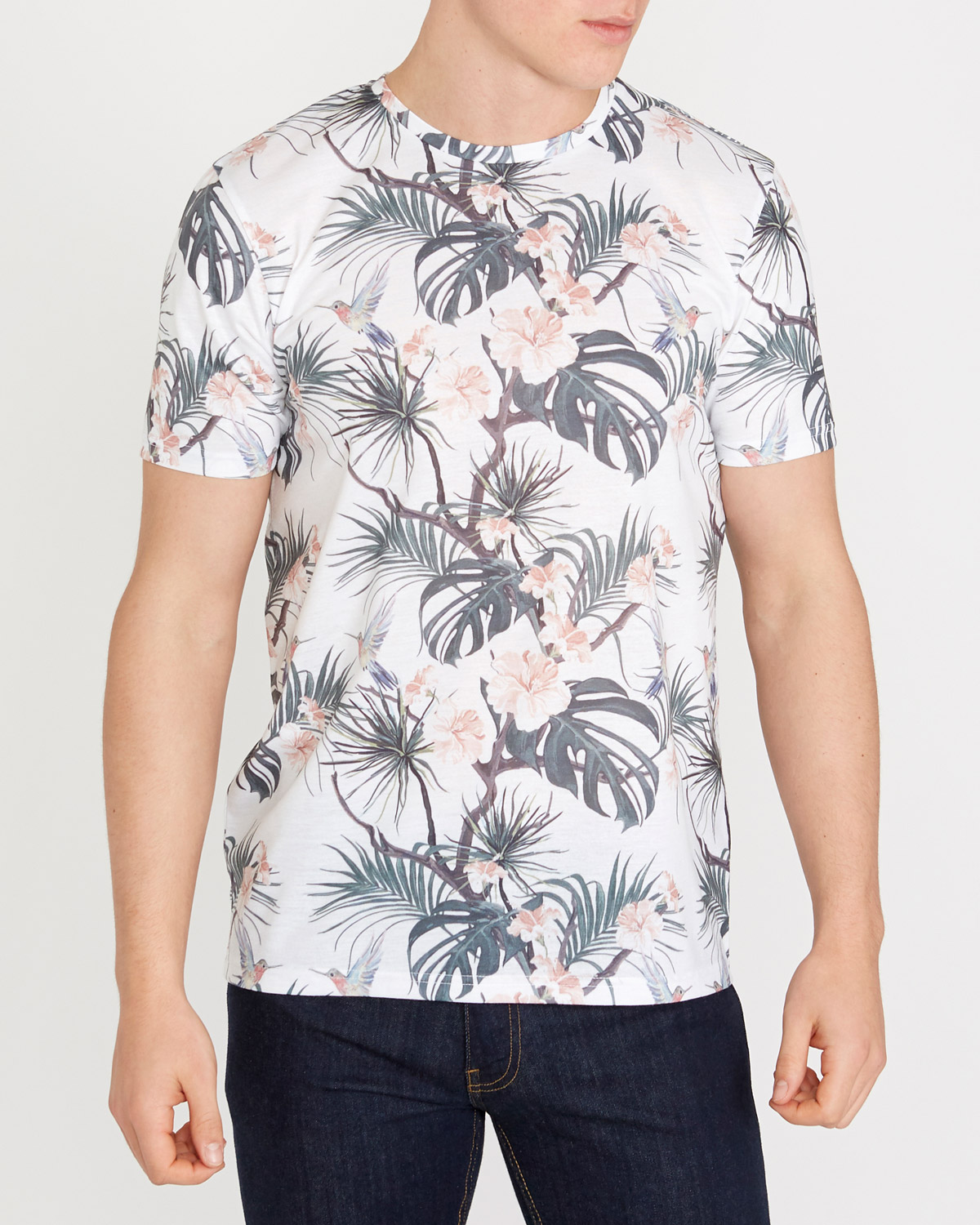 Dunnes Stores | White Regular Fit Printed T-Shirt