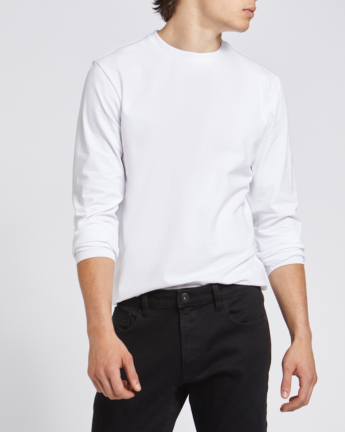 Dunnes Stores | White Long-Sleeved Stretch T-Shirt