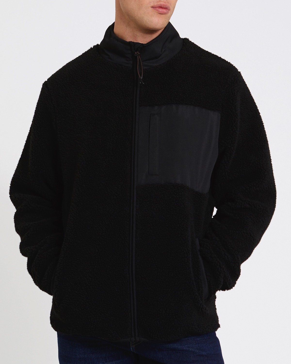 Dunnes Stores | Black Regular Fit Borg Fleece Jacket
