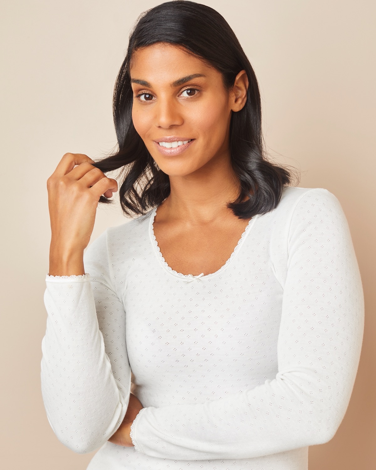 Dunnes Stores  Ivory Thermal Long-Sleeved Top