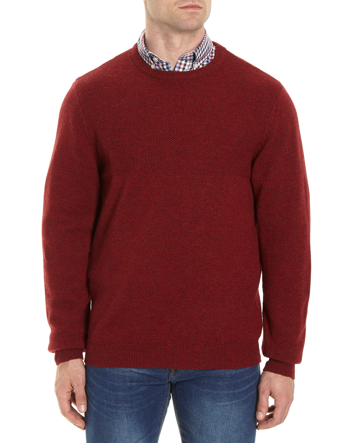 Dunnes Stores | Red Lambswool Upper Texture Jumper