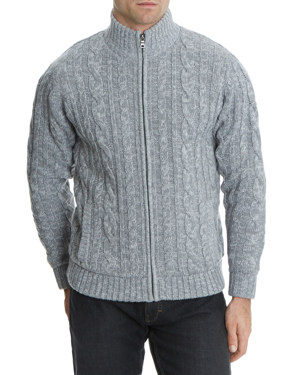 Dunnes Stores | Grey Borg Lined Full Zip Cardigan