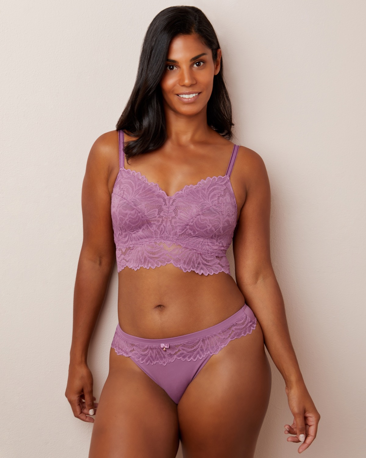 YOURS Plus Size Purple Lace Trim Non-Padded Underwired Bra