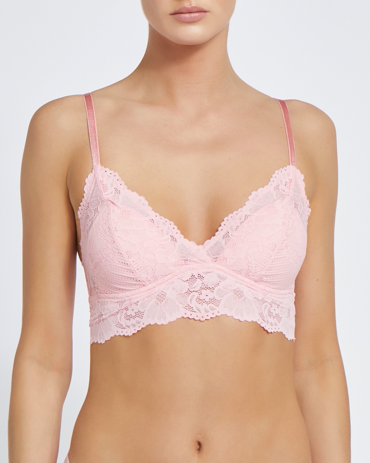 Dunnes Stores  Light-coral Padded Non-Wired Soft Lace Bralette