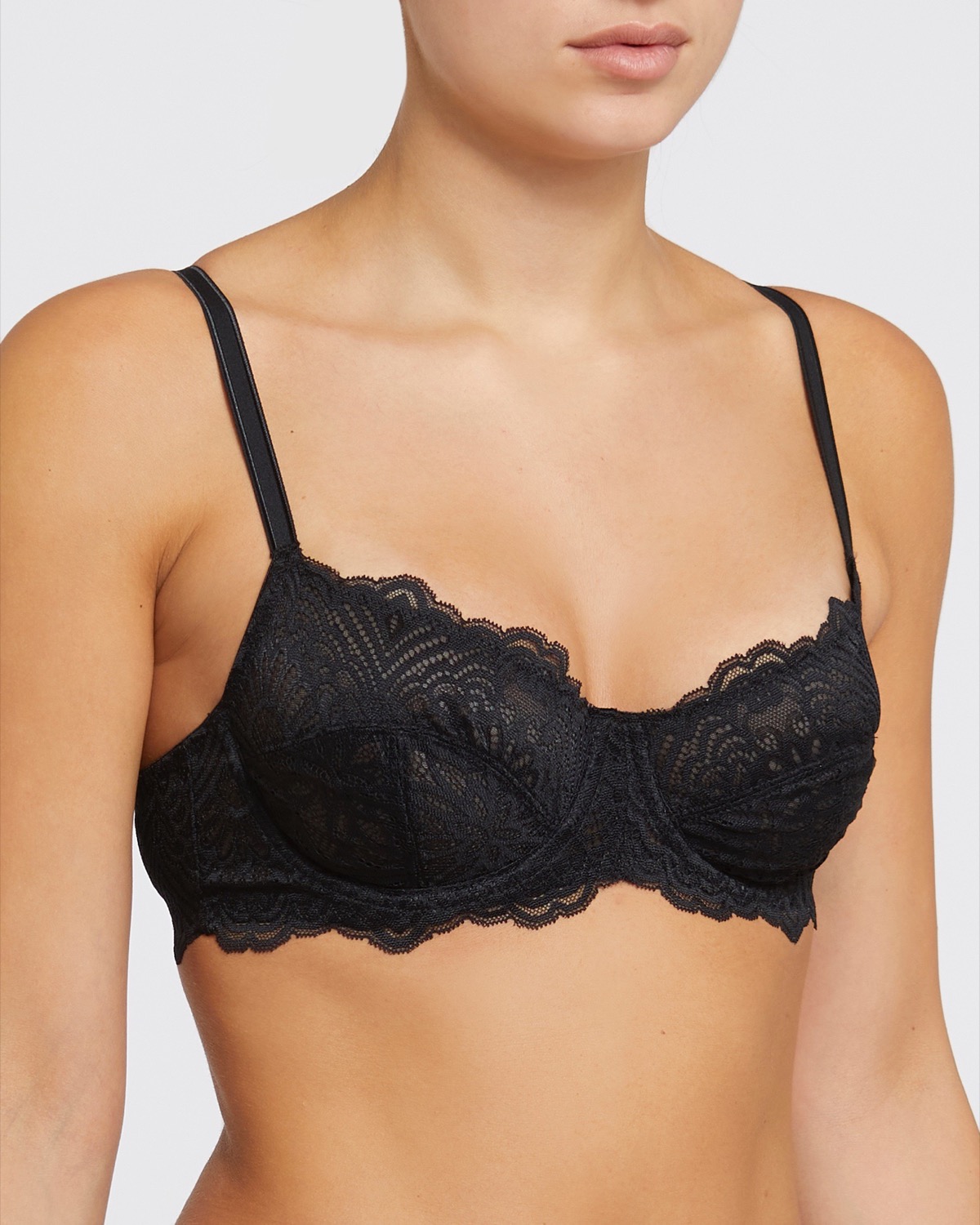 Dunnes Stores  Black Isla Lace Underwired Non-Padded Balcony Bra