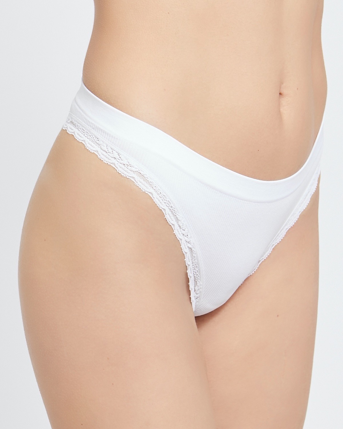 Dunnes Stores  White Seamless Ribbed Thong