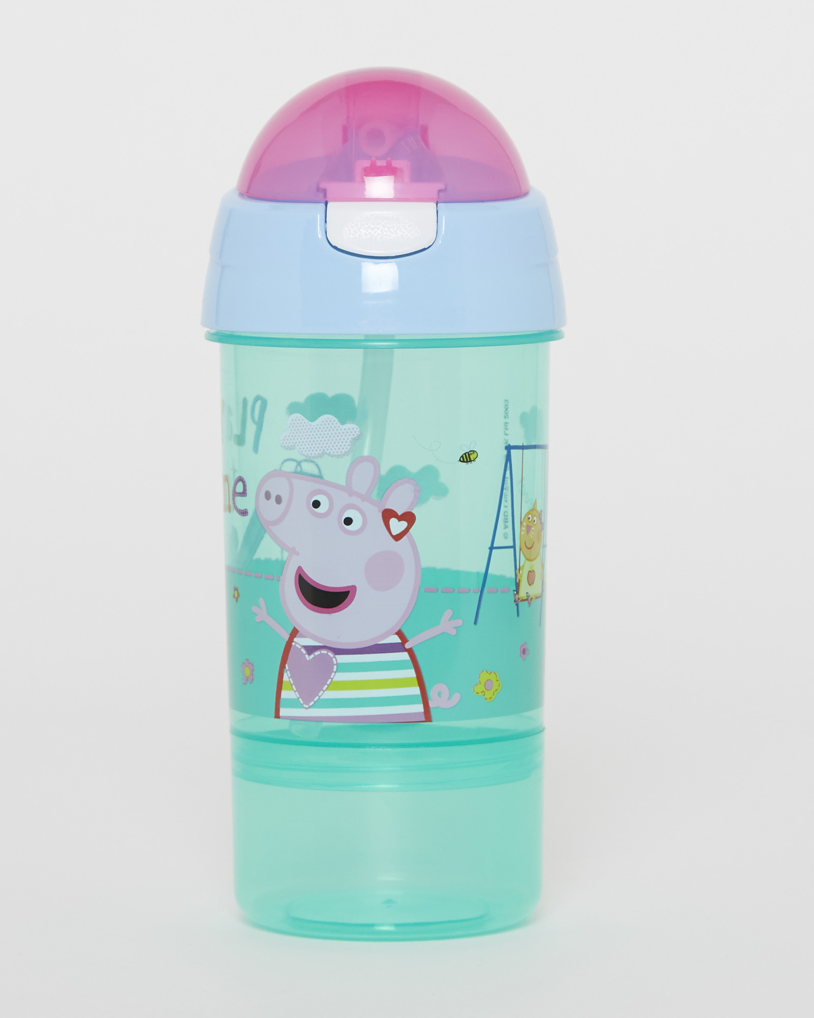 Peppa Pig Children's Sip and Snack Water Bottle, 380ml, Pink/Green