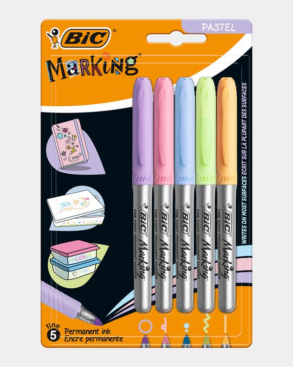 Bic Marking Grip Permanent Pastel Pens - Pack Of 5