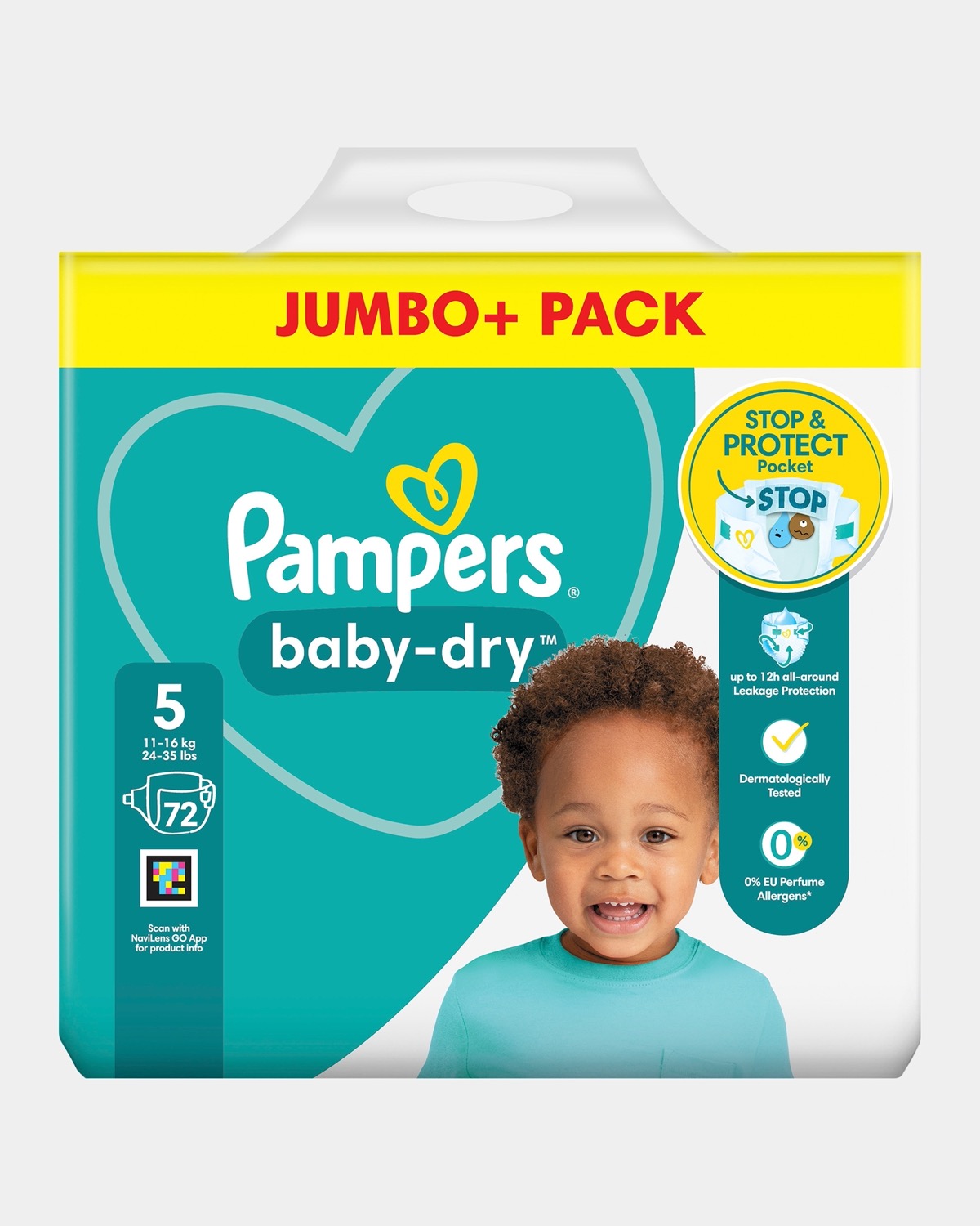 Dunnes Stores | White Pampers Baby Dry Jumbo Plus Size: 5 - 72 Nappies