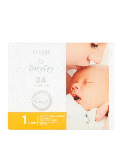 Dunnes Stores Baby-Dry Nappies S1 - Pack Of 24 thumbnail