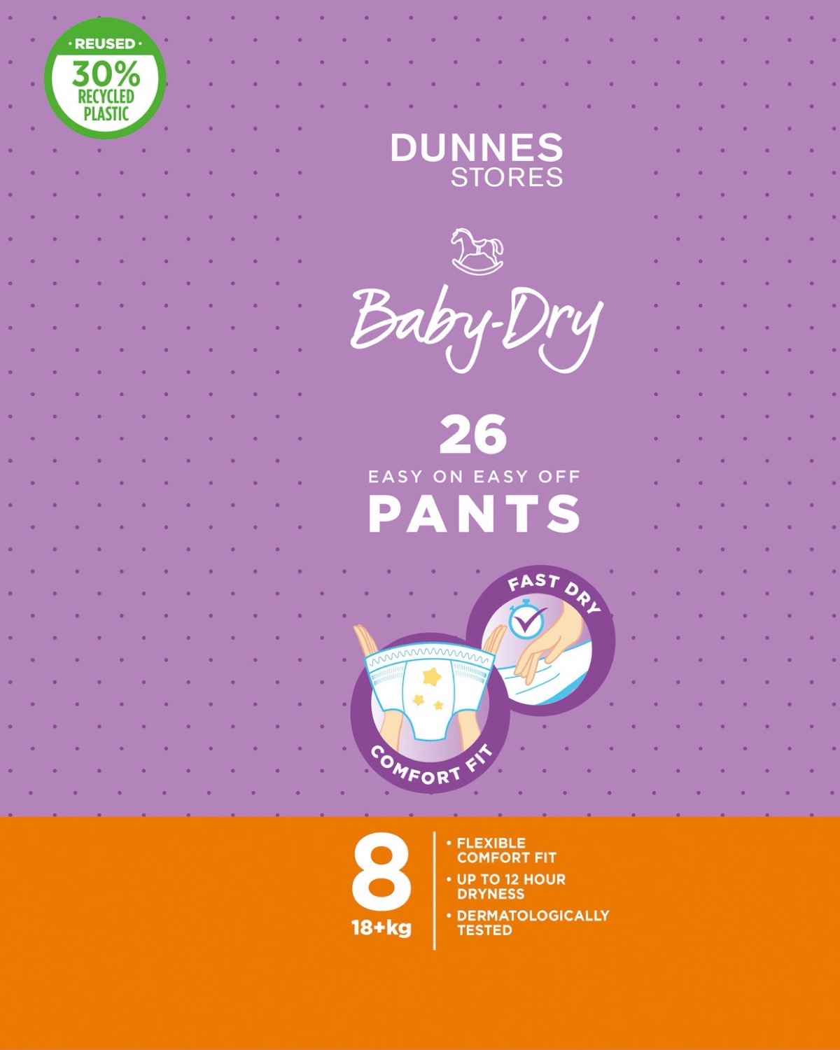 Dunnes Stores  Purple Dunnes Stores Babydry Jumbo Pants Size 8