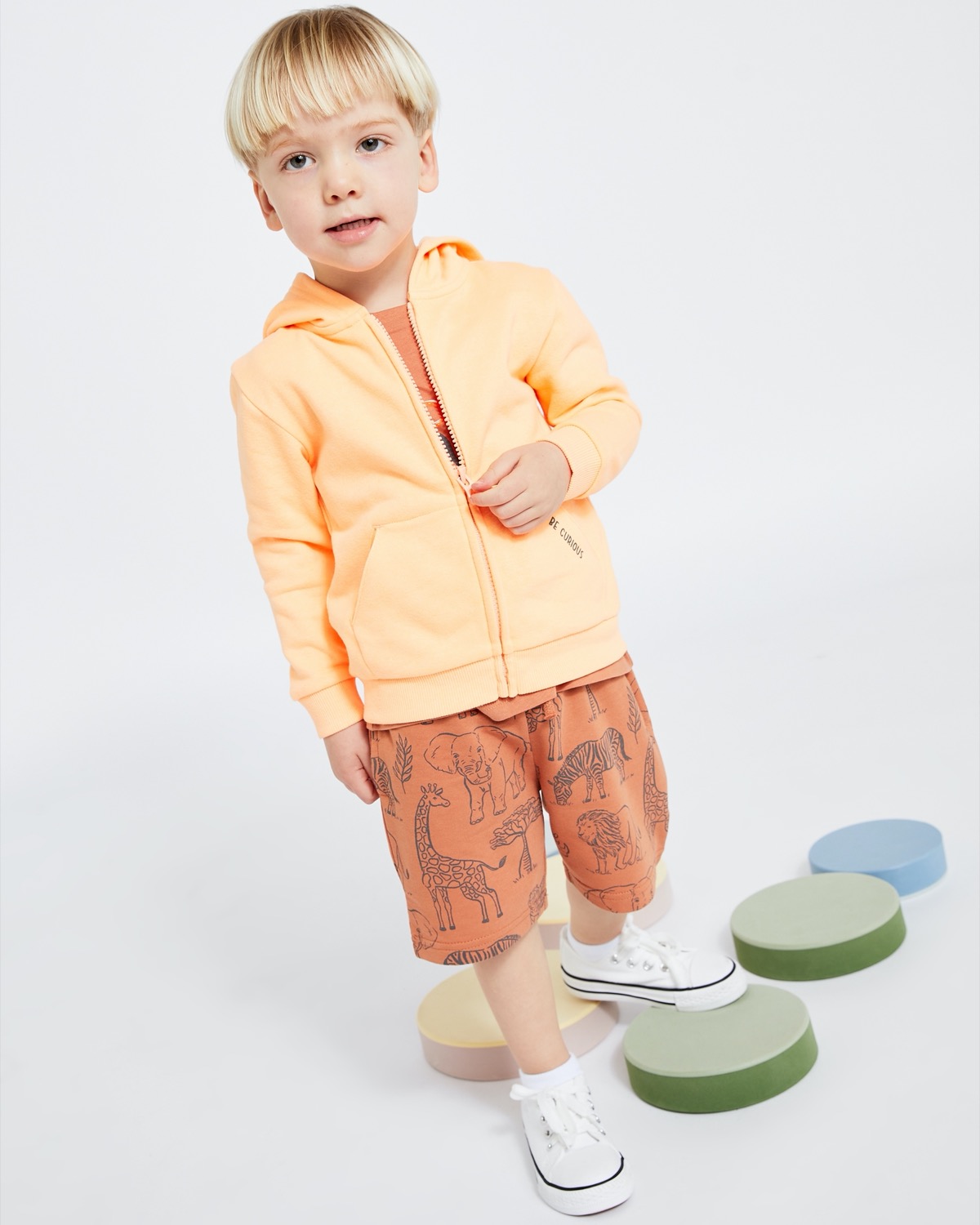 Dunnes Stores | Orange Slogan Zip Hoodie (6 Months-4 Years)