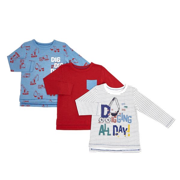 Toddler Digger Long Sleeve Tops - Pack Of 3