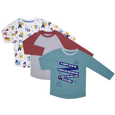 Toddler Happy Long-Sleeved Tops - Pack Of 3 thumbnail