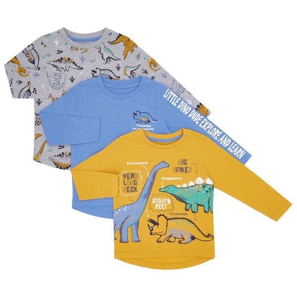 Toddler Dino Long Sleeve Top - Pack Of 3
