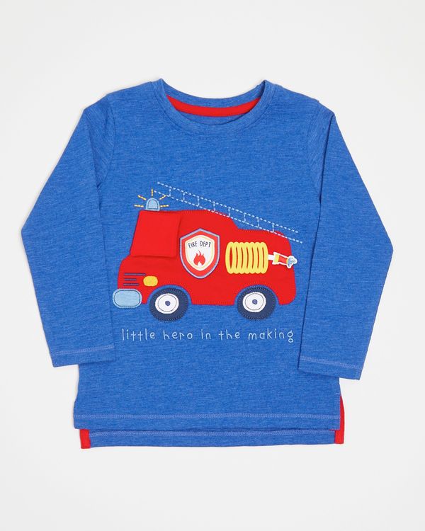 Fire Truck Long-Sleeved Applique Top (6 months-4 years)