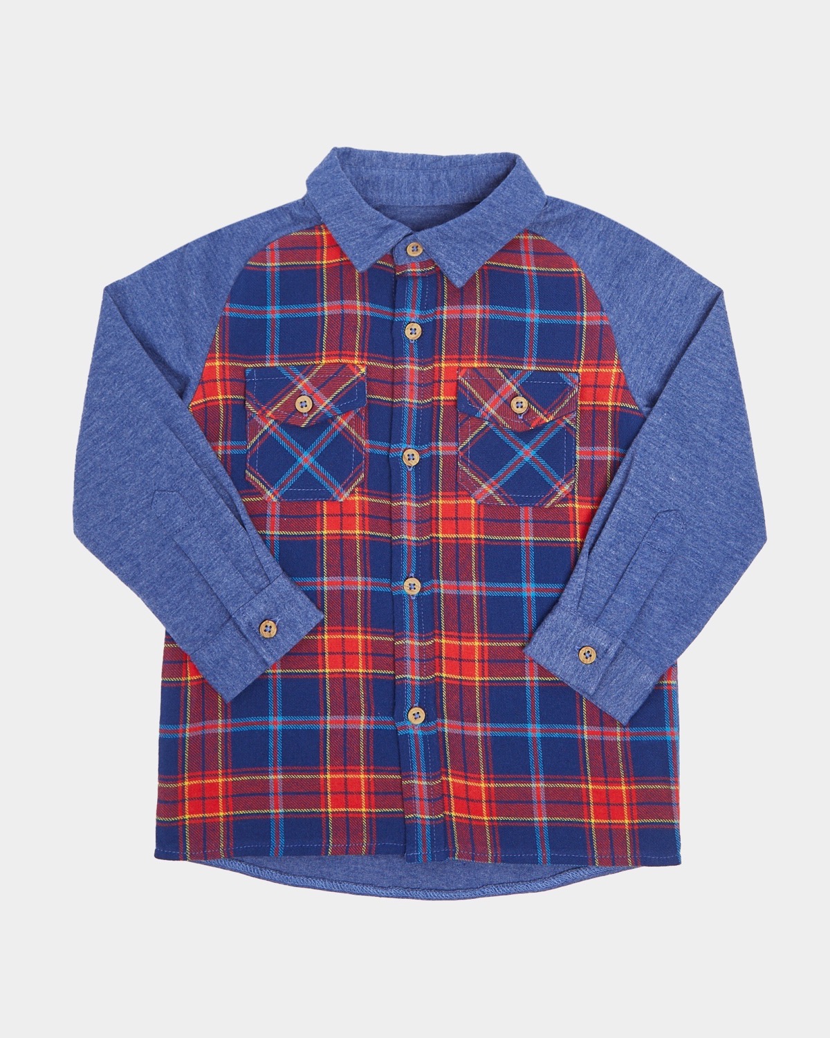 Dunnes Stores | Blue-navy Check Jersey Sleeve Shirt (6 months-4 years)